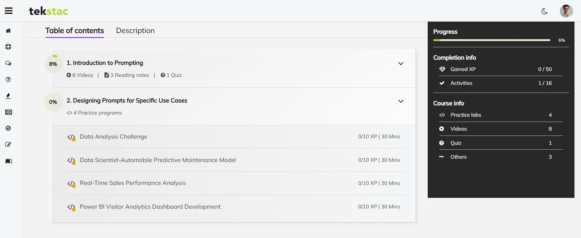 Learner Progress Tracking from Tekstac Course Building Platform