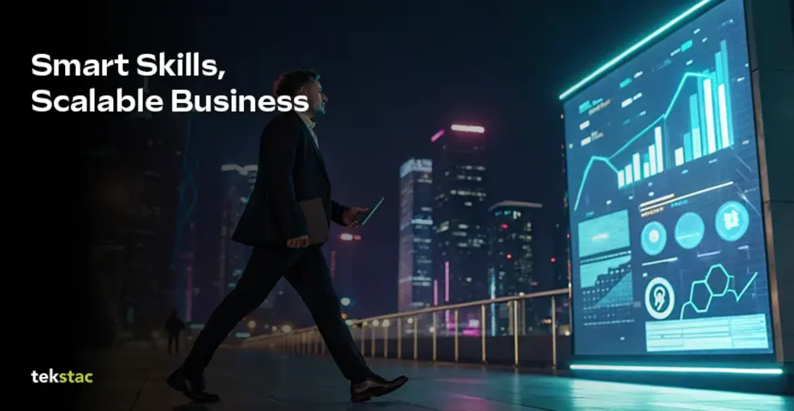 Upskilled employees driving innovation and business scaling in a modern office - Tekstac